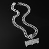 Generic Chunky Iced Out Cuban Link Chain Necklace with Pendant
