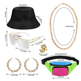 WILDPARTY 80s 90s Outfit for Women Baseball Jersey Shirt Shorts Fanny Pack Retro Party Costume Repper Accessories 1990s 1980s Neon Clothes BlackGreen XL