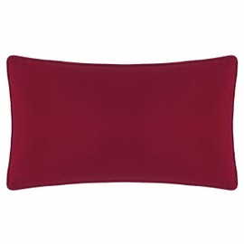 furn. Joy to All Cushion Cover - Festive Embroidered Christmas City Velvet Cushion Cover with Piping Trim (Snow/Berry - 30 x 50 cm)