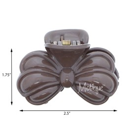 Small Bow Shaped Jaw Hair Clip with Strong Springs - Set of 3 (Light Brown)