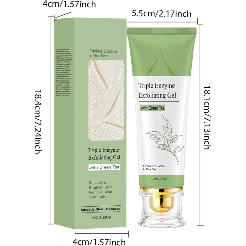 Gel Exfoliante Acuoso de Té Verde XINRAN con Triple Enzima