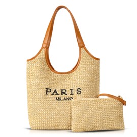 QTKJ Straw Beach Bag for Women, Large Capacity Tote Bag, Handbag for Vacation, Travel, Daily(Styles 309