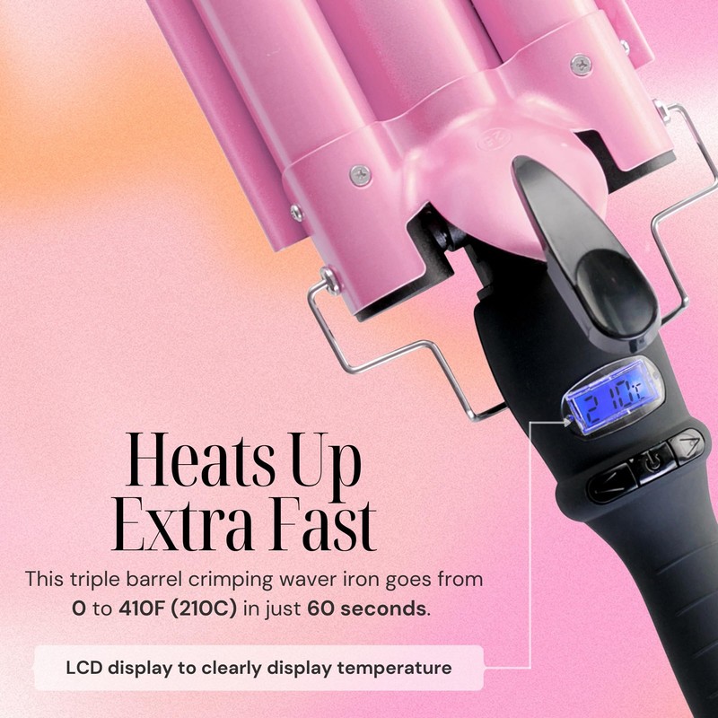 Alure Three Barrel Curling Iron Wand Hair Waver with LCD