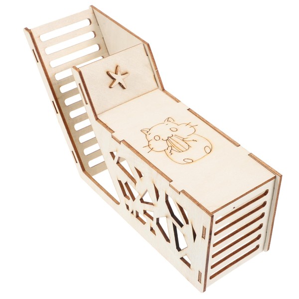 VILLFUL Guinea Pig Hideout with Ramp, Wooden House for Small