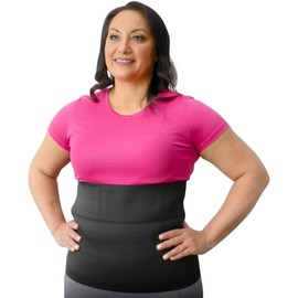Wide Abdominal Binder Belly Wrap – Plus Size Postpartum Tummy Tuck Belt Provides Slimming Bariatric Stomach Compression or to Help Hernia or Post Surgery Healing & Support Black (L/XL (36" to 46"))