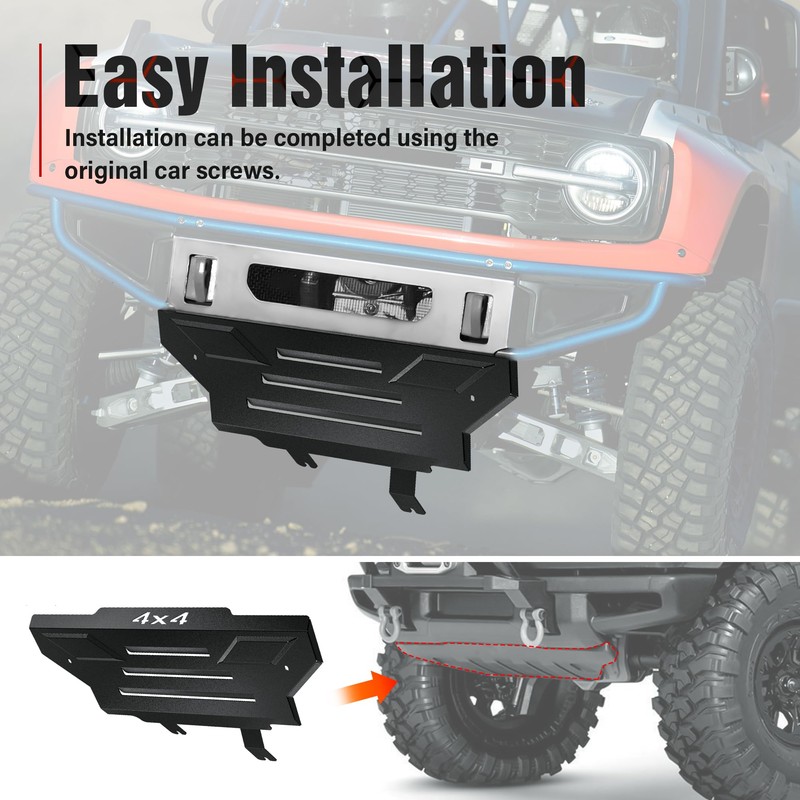 YZONA for Ford Bronco Front Skid Plate Steel Bumper Cover