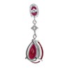 Silvershake 12X8mm Pear Shape Simulated Red Ruby White Gold Plated