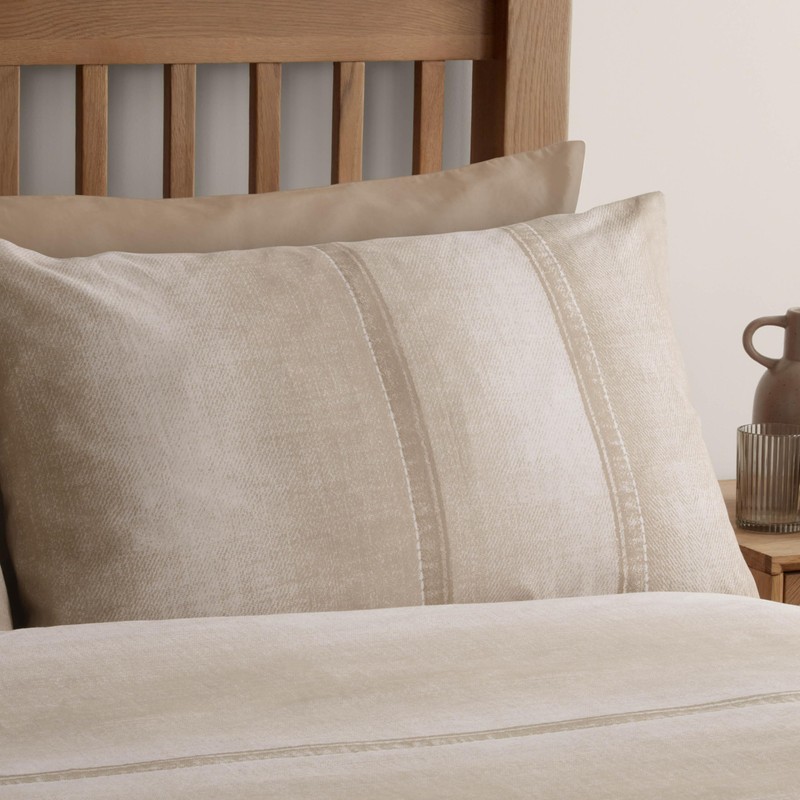 Catherine Lansfield Denim Single Duvet Cover Set with Pillowcase Natural