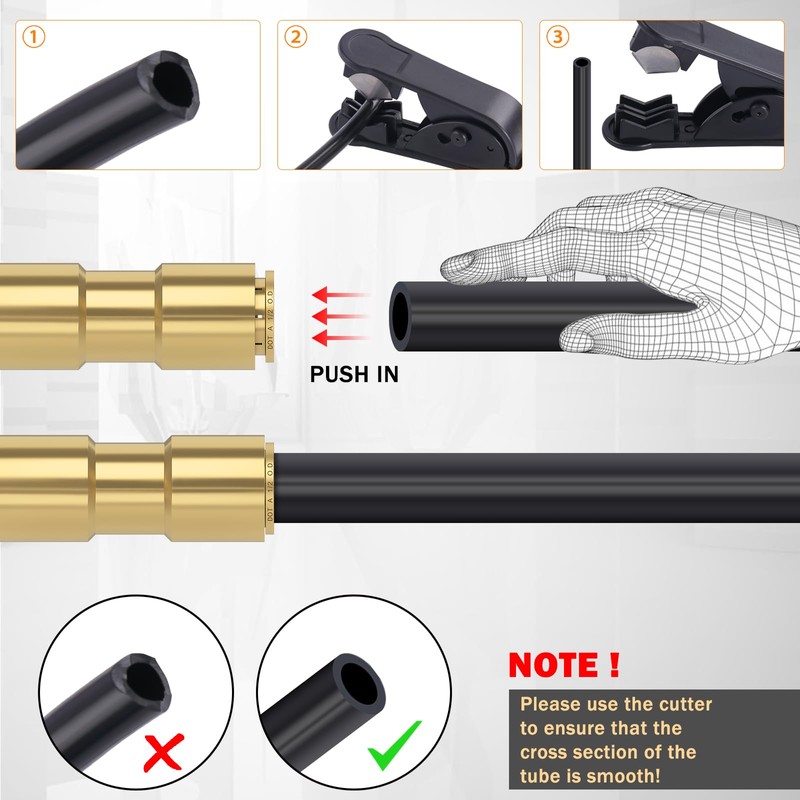 CheeMuii 1/2 Brass DOT Air Line Fitting 3 PCS Straight