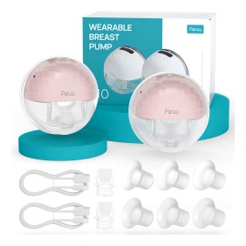 Paruu P10 Extractor De Leche Eléctrico Portátil, Paquete De 2, Rosa, Lactancia Materna Con Manos Libres, 4 Modos 9 Niveles