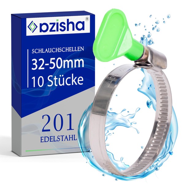 AZISHA 10 x 32-50 mm Hose Clamps Set with Wing