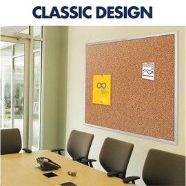 Quartet Cork Board, Bulletin Board, 4' x 3' Corkboard, Aluminum Frame (2304)