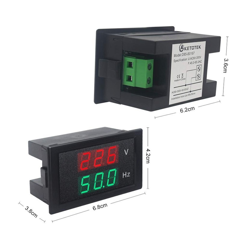 KETOTEK Voltmeter Frequency Meter Voltage Hertz Tester Panel Digital Voltmeter