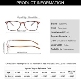 JOSCHOO Computer Reading Glasses Blue Light Blocking Readers Men and Women Glasses of Reading (Brown Stripe, 2.75)