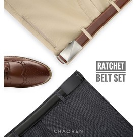 Ratchet Belts for Men 2 Pack - 1 3/8" Leather Belts Men - Design Belt Meet Almost Any Occasion and Outfit