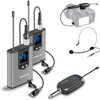 Alvoxcon TG220 Wireless Microphone, UHF Pin Microphone, Wireless Headset Microphone,