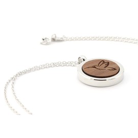 NaturSchatulle Necklace with Pendant Wood Engraving Necklace Wooden Pendant Locket Silver 925 Ladies’ Pendant Amulet Wood Jewellery Charms 50 cm, Silver