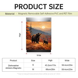 Generic Autumn Warm Color Dishwasher Door Cover, Farmhouse Black Bear Magnet Sticker Refrigerator Panel Decal, Home Kitchen Decor Magnetic Dishwasher Front Cover 23"" x 26"" Magnetic