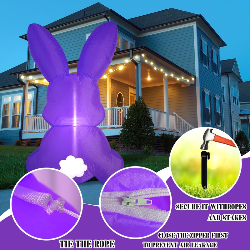 Easter Inflatable Yard Decorations-Easter Bunny Blow Up Cute Rabbits Theme