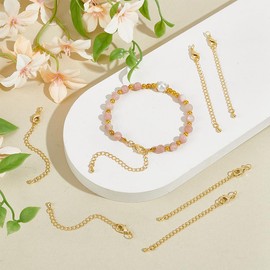 UNICRAFTALE Set of 24 24 Carat Gold-Plated Chain Extension 65 mm End Chains Chain Extension Golden Chains Bracelet Extension Necklace Jewellery Making Chain for Jewellery Making