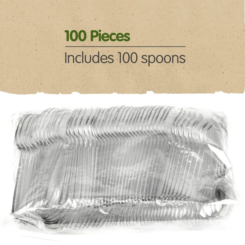 Signature Packaging - Re-usable Plastic Soup Spoons 100 Pack -