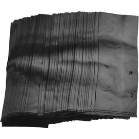 Paquete de 100 bolsas de cultivo de polietileno grueso con agujeros de drenaje para riego por goteo de invernadero, trasplante de frutas, verduras, flores y plantas de cama, color negro, 17 x 25 cm