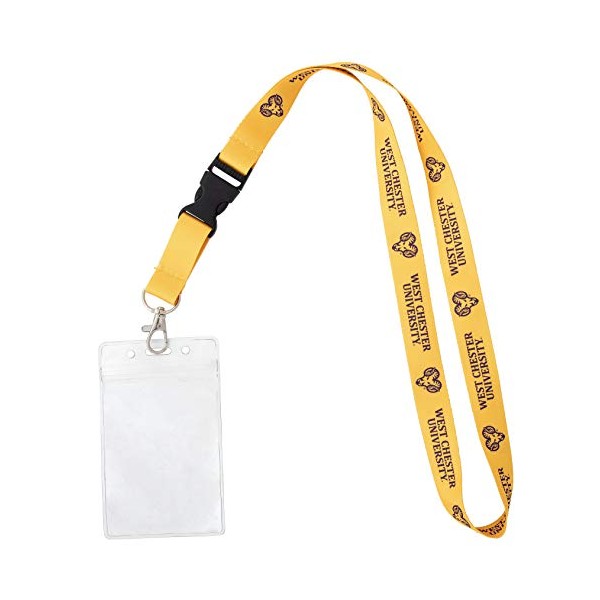 West Chester University WCUPA Golden Rams Car Keys College ID Badge Holder Lanyard Keychain Detachable Breakaway Snap Buckle (w/ Pouch Yellow)