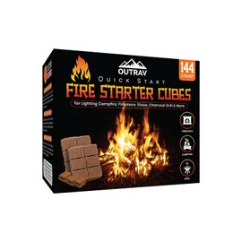 Fire Starter Cubes, 144ct Charcoal Firestarter Squares for Lighting Fireplace, Wood Stove, Grill, Campfire, BBQ Smoker Pit – Mini Nontoxic Waterproof Fire Starting Bricks for Camping, Survival (144PK)