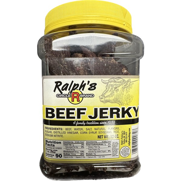 Ralph’s Beef Jerky 12oz Jar Dry Thin Crunchy Jerky Real Beef Jerky Award Winning