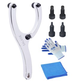 Salade 8-Inch Heavy Gland Nut Wrench with Handle, Adjustable Spanner Wrench for Removing Hydraulic Cylinder Glands Under 5 Inches, Includes 5/32" 1/4" 5/16" Pins, Gloves, and Towel