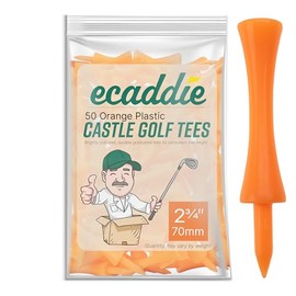 ECADDIE Orange 70mm Plastic Castle Golf Tees (50 Pack)