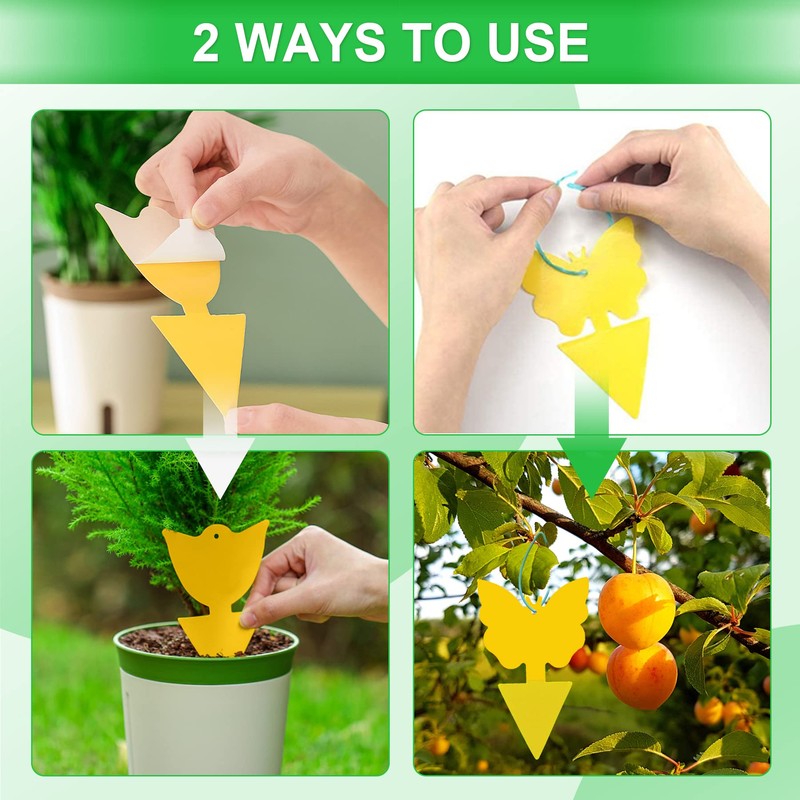 40 Pcs 5 Shapes Yellow Extremely Sticky Traps for Fungus