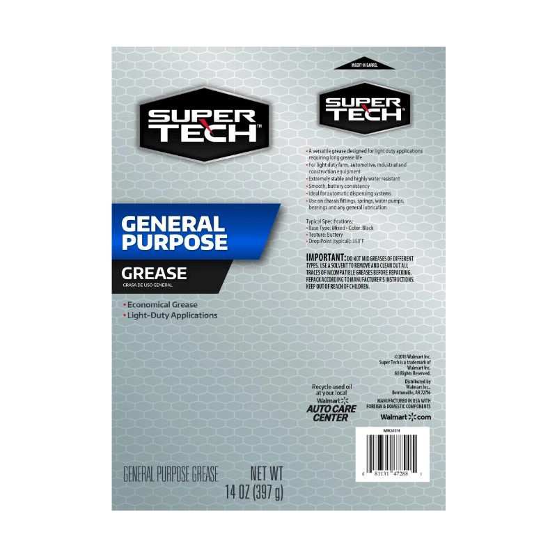 Super Tech General Purpose Grease, 14 Oz Tube FREE SHIPPING.