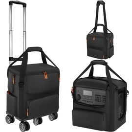 Carrying Bag Compatible with BLUETTI AC180, Power Station Storage Case for Charging Cable and Accessories (BLACK, With Retractable Handle)