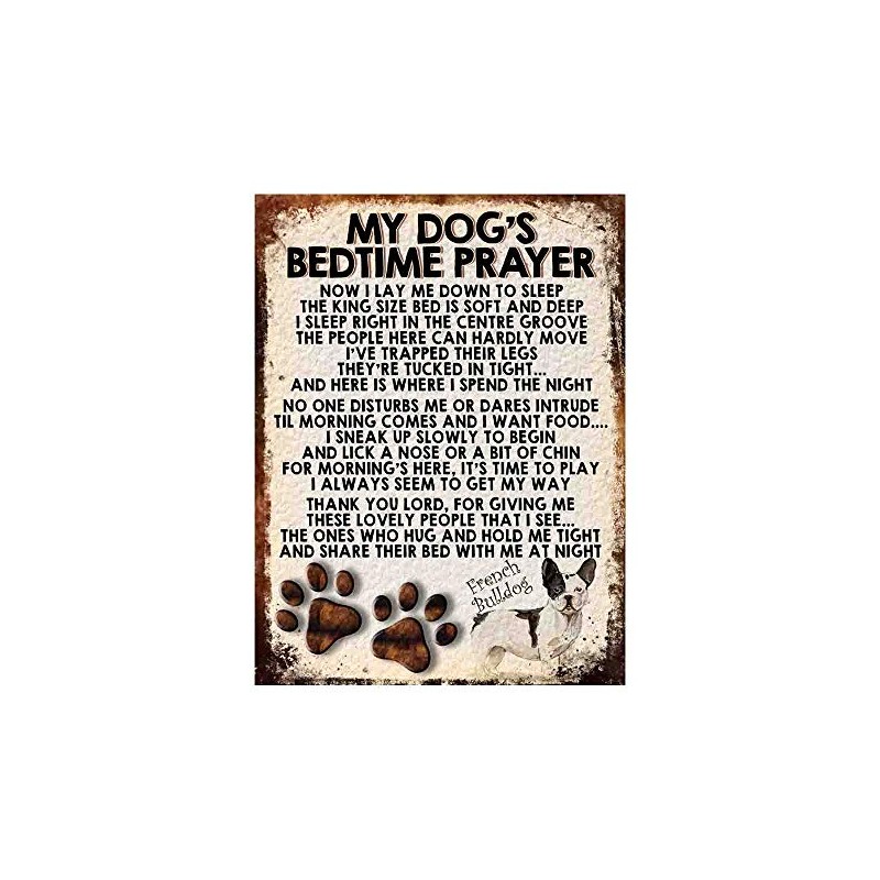 MY DOG'S BEDTIME PRAYER RETRO STYLE METAL TIN SIGN/PLAQUE (FRENCH