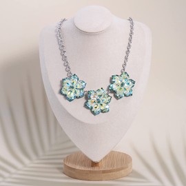 Beryohz Collar con colgante de flor de vidrio para mujer, Sin piedra preciosa
