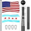 G128 Combo Pack: 25 Ft Telescoping Aluminum Flagpole (Black) &