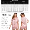 SWOMOG Womens Silk Satin Pajamas Set Short Sleeve Button Down