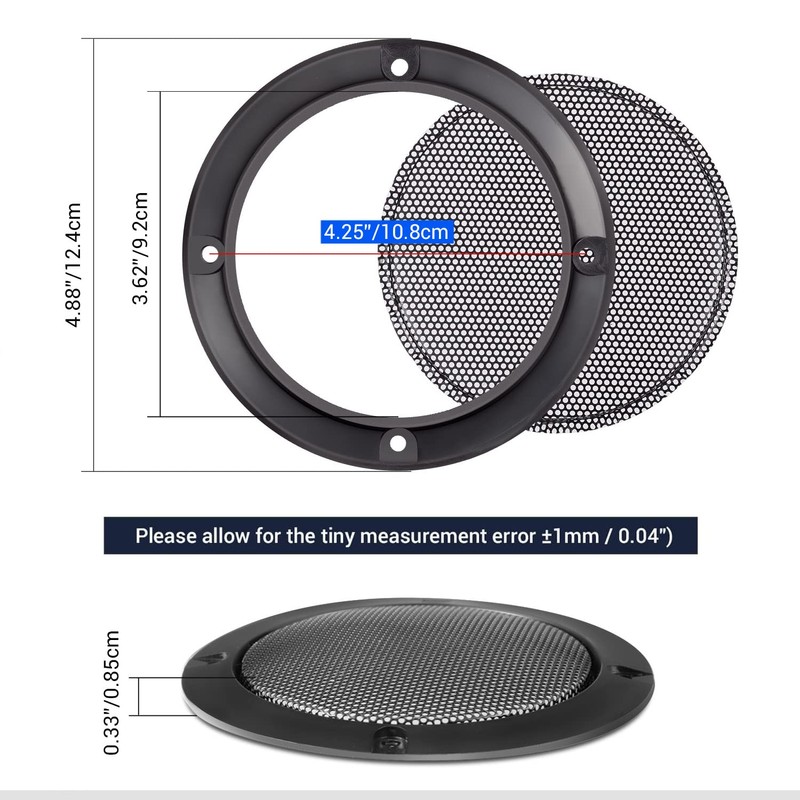 Facmogu 2PCS 4" Black Round Speaker Grills Cover, Metal Mesh