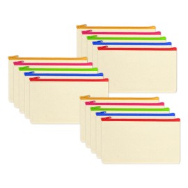 ASelected Blank Canvas Bags with Zipper 15 Pcs Multipurpose Canvas Pouch Plain Canvas Zipper Pouch for Travel DIY Craft School, Multi Color