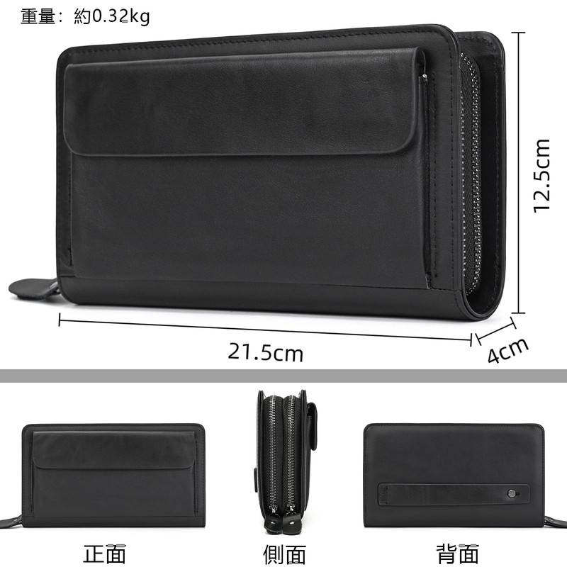 Wifreo Genuine Leather, Second Bag, Men's, Large Capacity, Smartphone Compatible,