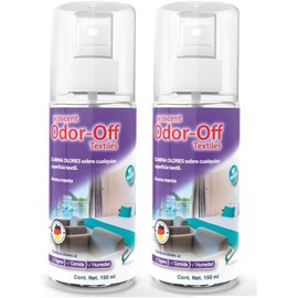 Odor Off Textiles, Eliminador de Olores Extra concentrado, con aceite Esencial de Menta, Aroma menta. ((300ml(2pack))