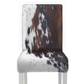 LIZIMI Cow Print Parson Chair Covers Western Cow Print Brown Black White Animal Fur Skin Stretch Chair Seat Protectors Dining Chair Slipcovers for Dining Room Kitchen Party 2 PCS