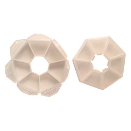 Earth-Edge Small Pill Organizer Boxes 7 Day - 4 Box Set - Round Fits Purse or Pocket - Ideal for Travel -Plastic Clear Transparent Weekly Holder - Raised First Letter of The Day with Braille Markings