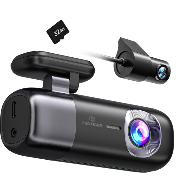 REDTIGER Dash Camera, Front & Rear Camera, 4K + 360