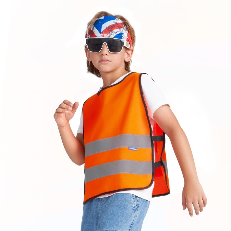 Orange 10-14 Years kids High Vis Reflective construction Safety vest