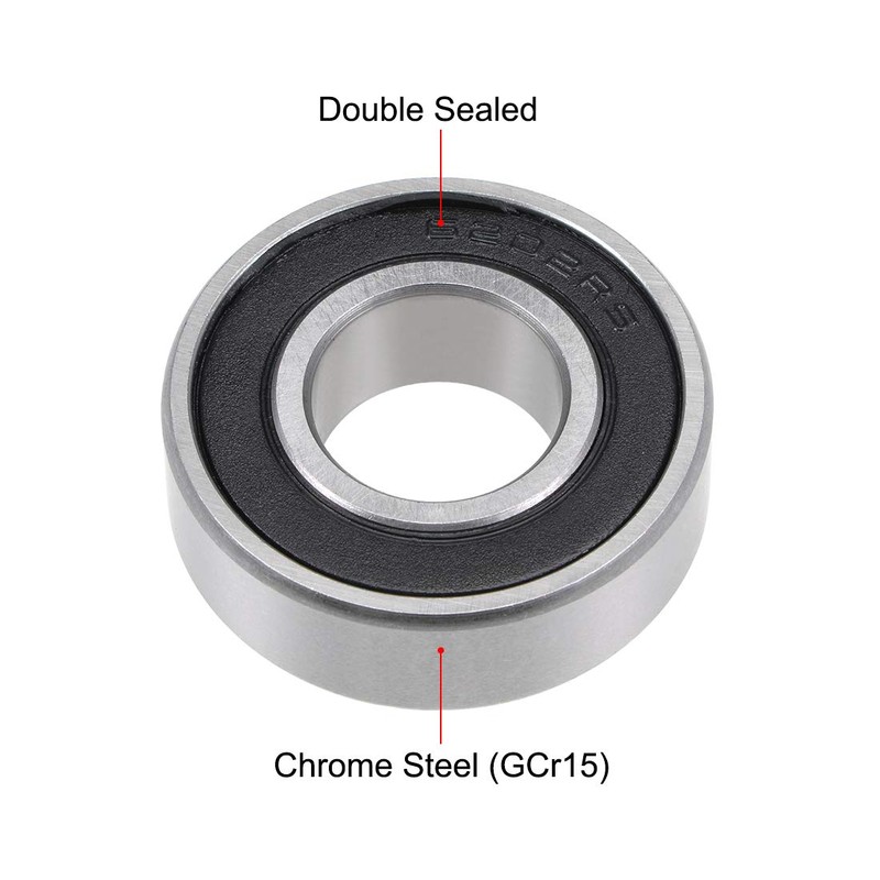 sourcing map 6202-2RS Deep Groove Ball Bearing 15x35x11mm Double Sealed