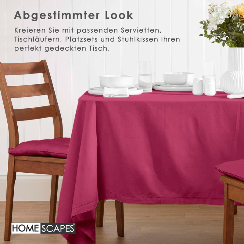 Homescapes Plum Cotton Tablecloth 6 to 8 seater Large Rectangular