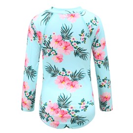 Big Girls One Piece Swimsuits Long Sleeve Rash Guard Swimshirt for Kids UPF 50+ Sun Protection Bathing Suit Floral Size 10/8-10