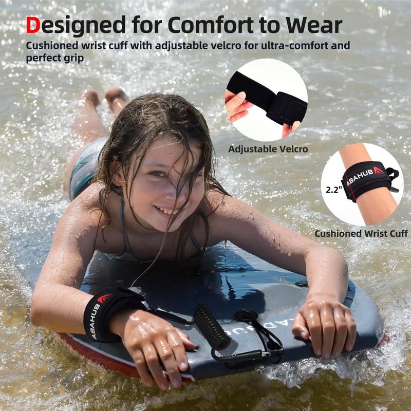 Abahub Premium 4 ft Bodyboard Leash, 5.5mm Thick Coiled Wrist